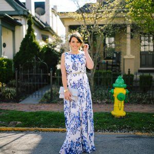 Eliza J. pleated chiffon maxi dress size 6